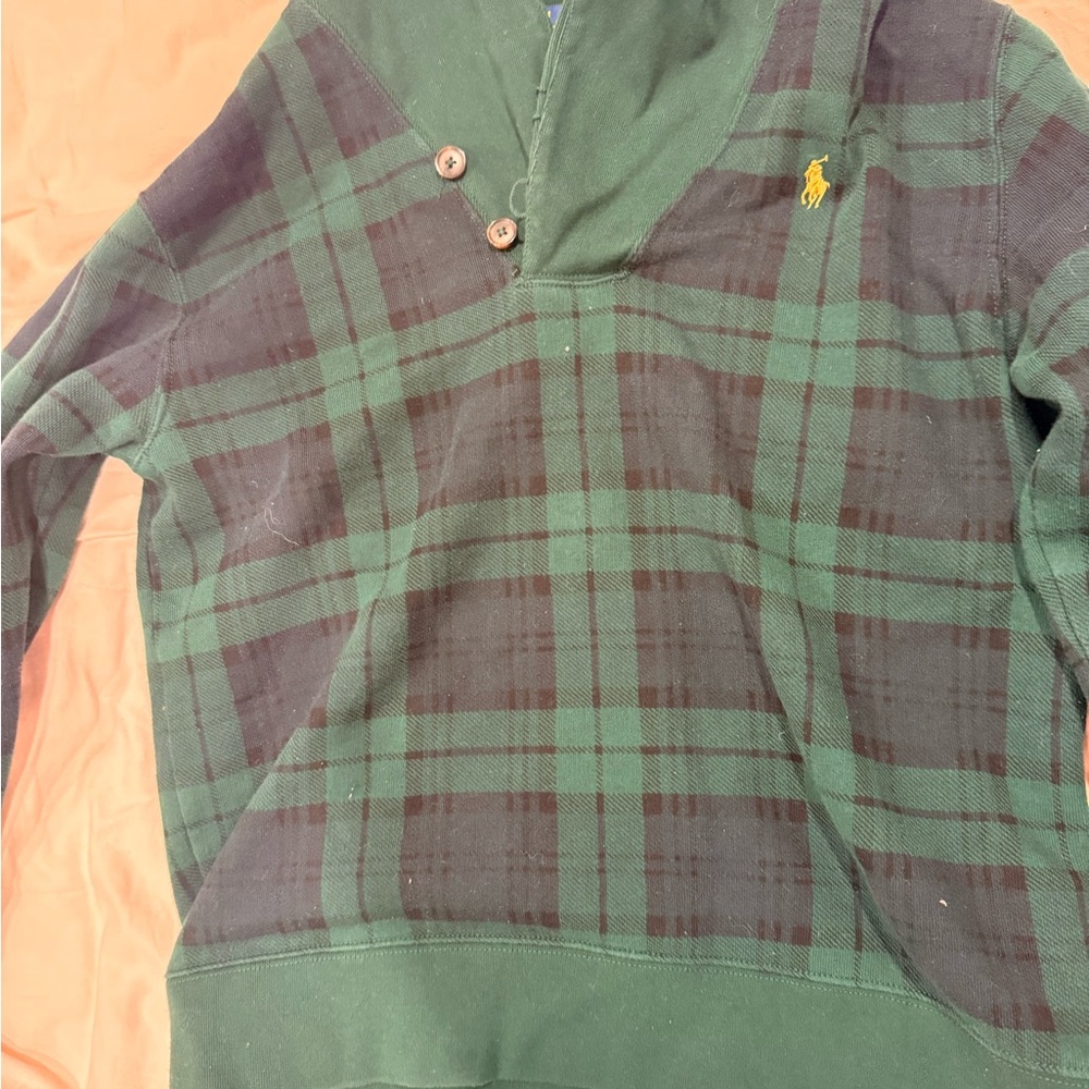 Polo by Ralph Lauren Dark Green & Navy Plaid sweatsuit set - Picture 9 of 10